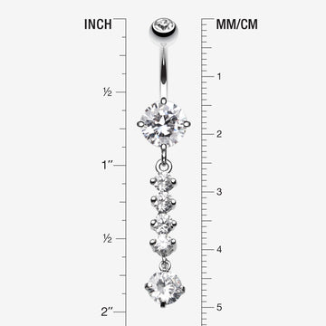 Detail View 1 of Classy Multi Gem Belly Button Ring-Clear Gem